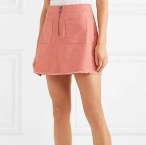 Madewell peach denim frayed mini skirt